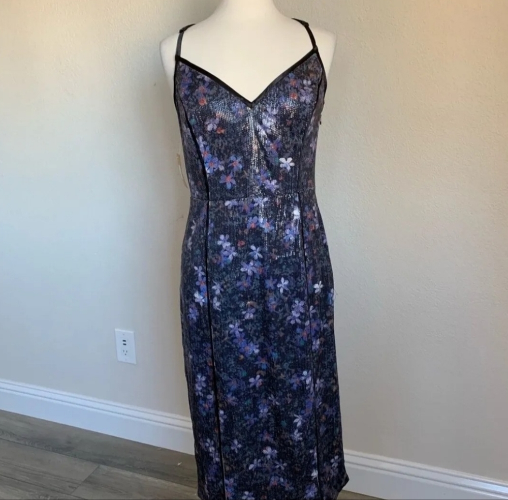 NWT Rachel Roy Midi Fit & Flare Sequin Floral Dress Size 10